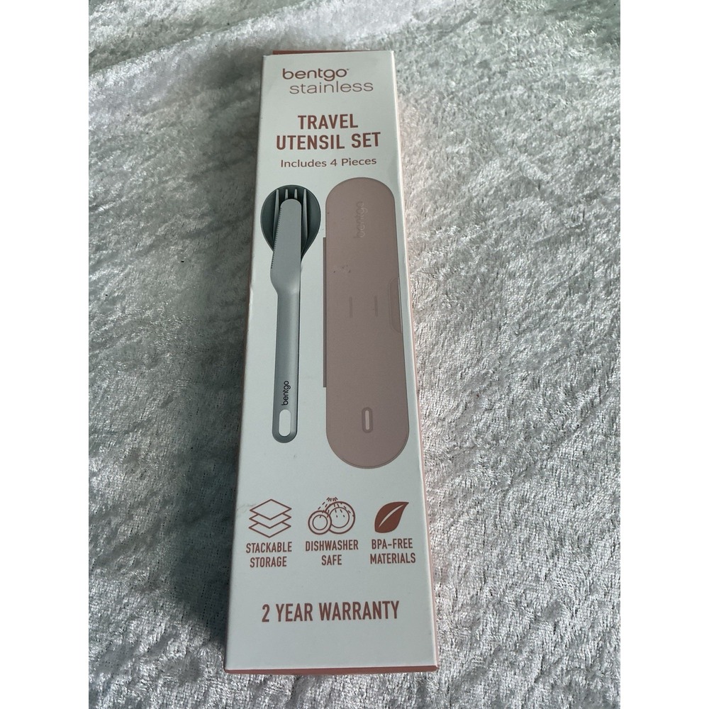Bentgo Stainless Steel Travel Utensil Set 4-Piece Reusable Fork Spoon Knife Case